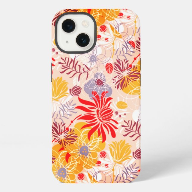 Coque iPhone Fleurs abstraites joliment colorées (Verso)