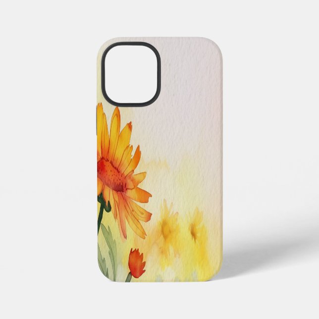 Coque iPhone Fleurs aquarelles modernes & image personnalisée (Verso)