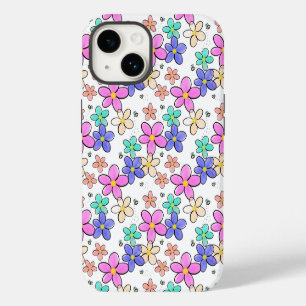 Coque Pour iPhone 14 fleurs arc-en-ciel colorées lumineuses abeilles bo