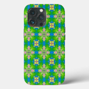 Etui iPhone 13 Pro Fleurs Art Déco de style rétro