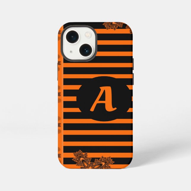 Coque iPhone Fleurs Art Déco de style rétro avec monogramme (Verso)