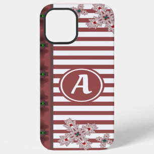 Coque iPhone 12 Pro Max Fleurs Artdeco dans le style rétro avec monogramme