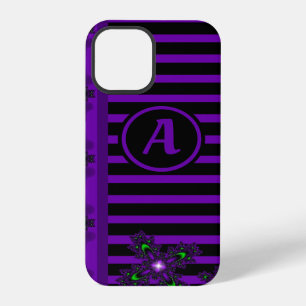 Coque iPhone 12 Pro Fleurs Artdeco dans le style rétro avec monogramme