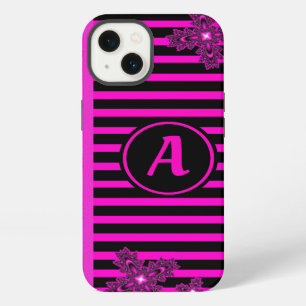 Etui iPhone 13 Fleurs Artdeco dans le style rétro avec monogramme