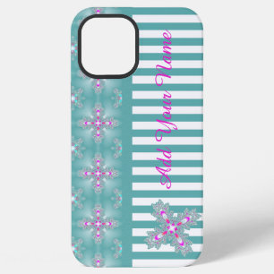 Coque iPhone 12 Pro Max Fleurs Artdeco dans un style rétro, ajoutez votre