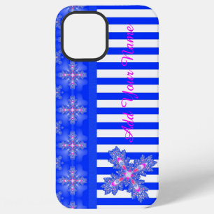 Coque iPhone 12 Pro Max Fleurs Artdeco de style rétro, ajoutez votre nom