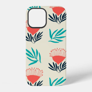 Coque iPhone 12 Fleurs australiennes rouges, motif vintage sans co