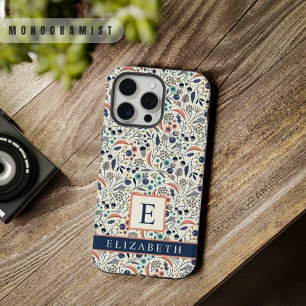 Coque iPhone 15 Pro Max Fleurs Blanches Personnalisées Florales Bleues Péc