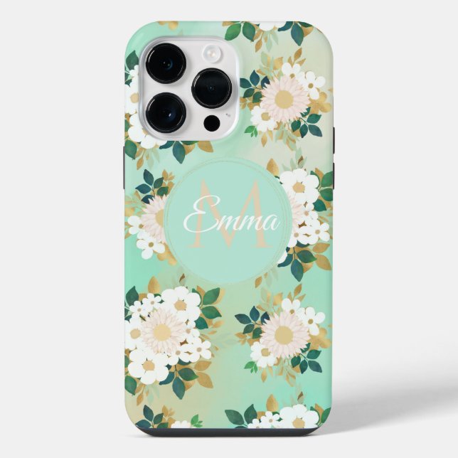 Coque iPhone Fleurs Blanches Romantiques Dessin à l'Aquarelle M (Verso)