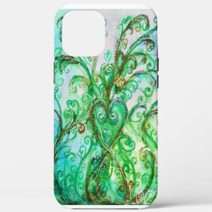 Coque iPhone 12 Pro Max FLEURS BLANCHES vert turquoise clair blanc