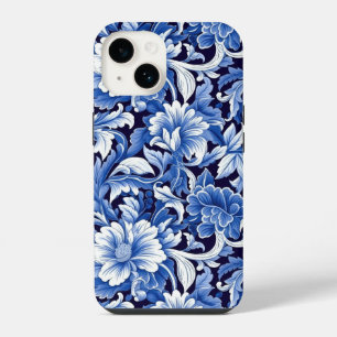 Coque Pour iPhone 14 Fleurs Bleu Indigo