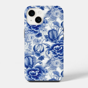 Coque Pour iPhone 14 Fleurs Bleu Indigo