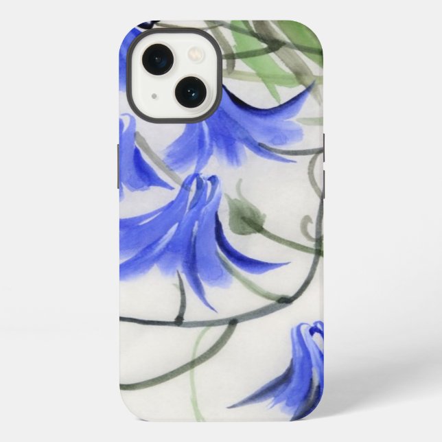 Coque iPhone Fleurs Bleues (Verso)