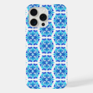 Coque iPhone 15 Pro Max Fleurs bleues, motif de fleurs, motif floral