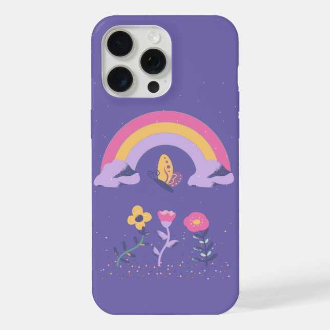 Coque iPhone Fleurs Cloud Arc-en-ciel (Verso)