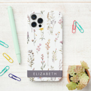 Coque iPhone 12 Pro Fleurs colorées, Fleurs sauvages, Verdure, Votre N