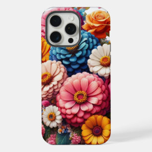 Coque iPhone 15 Pro Max Fleurs Colorées/Printemps Zinnia/Rose