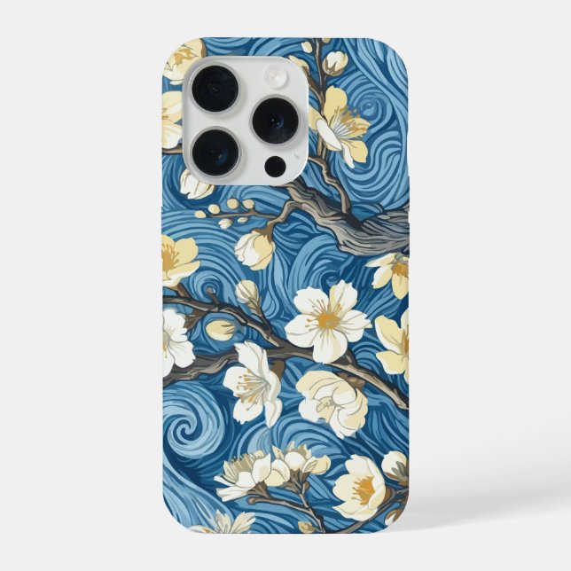 Coque iPhone Fleurs d'amandier de style Van Gogh (Verso)