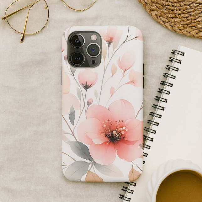 Coque iPhone Fleurs d'aquarelle élégantes et délicates (Créateur téléchargé)