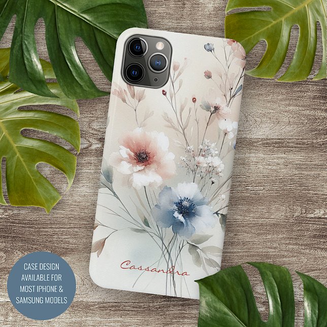 Coque iPhone Fleurs d'aquarelle élégantes et délicates (Créateur téléchargé)