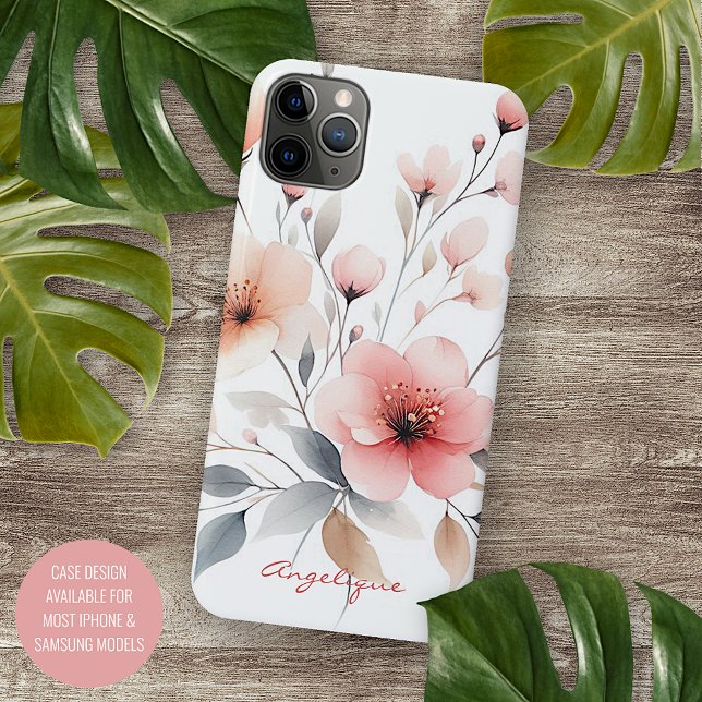 Coque iPhone Fleurs d'aquarelle élégantes et délicates (Créateur téléchargé)