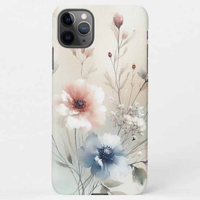 Coque iPhone Fleurs d'aquarelle élégantes et délicates (Dos)