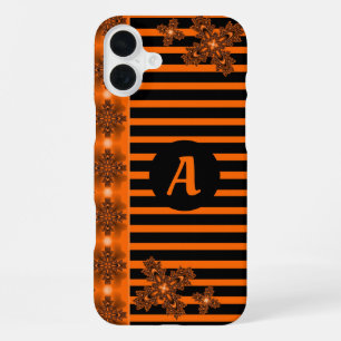 Coque iPhone 16 Plus Fleurs d'art en style rétro avec monogramme