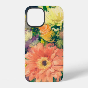 Coque iPhone 12 fleurs de bouquet dans le style de peinture à l'hu