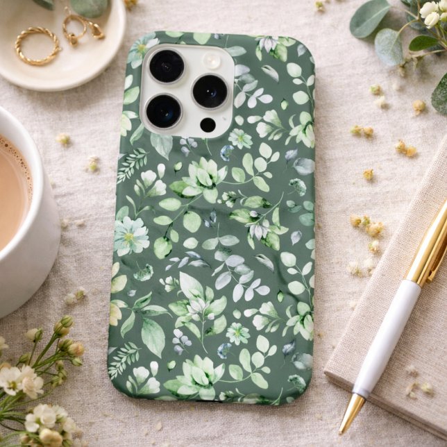 Coque iPhone Fleurs de campagne Vert Sauge  (Créateur téléchargé)