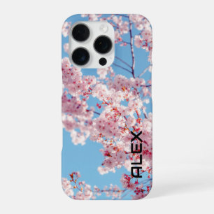 Coque iPhone 16 Pro Fleurs de cerisier sur fond de ciel bleu clair