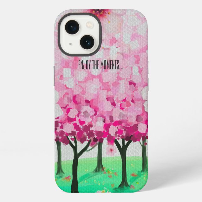 Coque iPhone Fleurs de cerisiers impressionnistes (Verso)