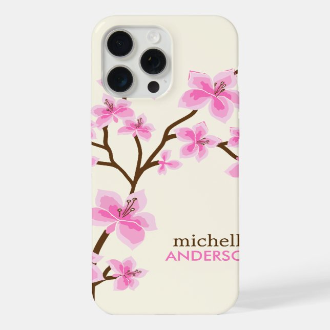 Coque iPhone Fleurs de cerisiers roses (Verso)