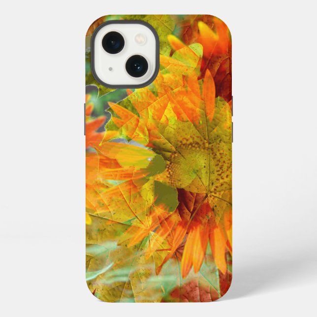 Coque iPhone Fleurs de couleur abstraite d'automne (Verso)