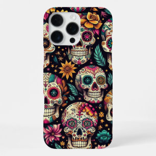 Coque iPhone 16 Pro Max Fleurs de Crâne de Sucre 