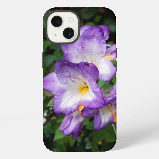 Coque iPhone Fleurs de Freesia Violettes (Verso)