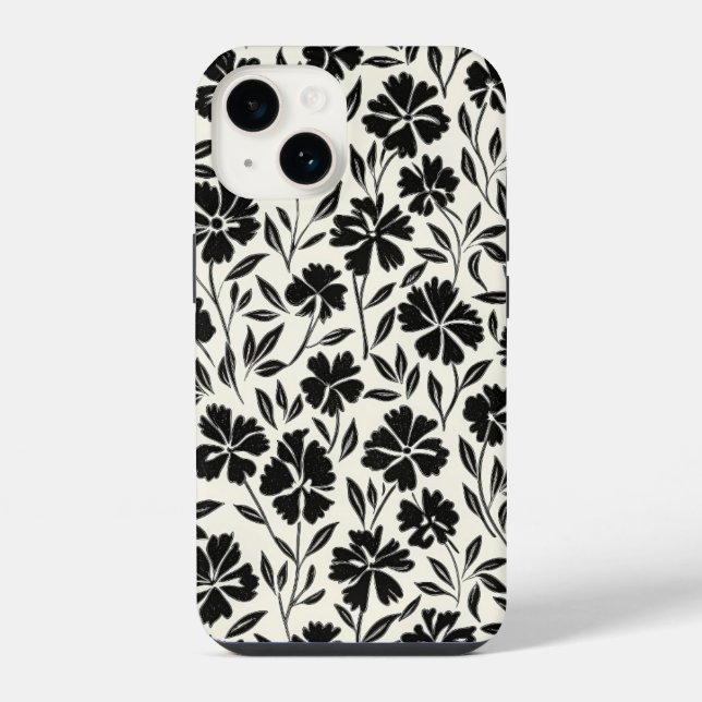 Coque iPhone Fleurs de la main noire et blanche (Verso)