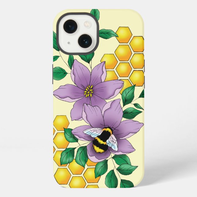 Coque iPhone Fleurs de lavande abeille bourdon jaune (Verso)
