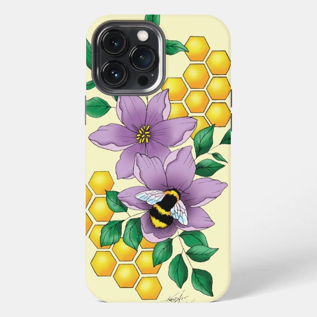 Coque iPhone Fleurs de lavande de bourdon Jaune (Verso)