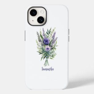 Coque Pour iPhone 14 Fleurs de lavande violettes personnalisées Eucalyp
