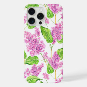 Coque iPhone 15 Pro Max Fleurs de lilas à l'aquarelle rose
