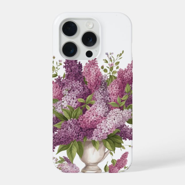 Coque iPhone Fleurs de lilas violet élégant Bouquet Vase iPhone (Verso)