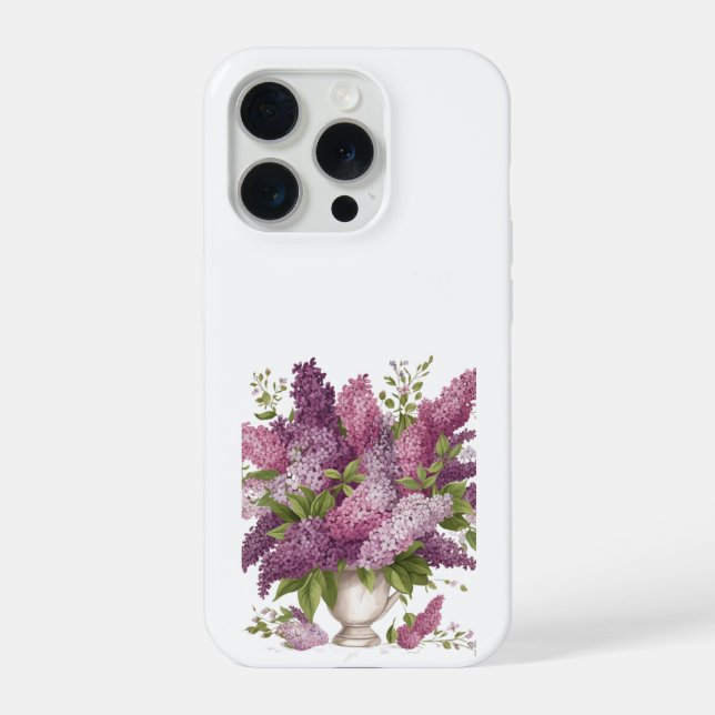 Coque iPhone Fleurs de lilas violet élégant Bouquet Vase iPhone (Verso)