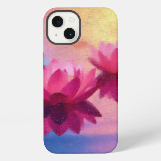 Coque iPhone Fleurs de lotus abstraites colorées (Verso)