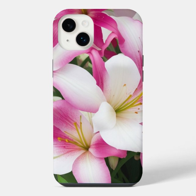 Coque iPhone fleurs de lys blanches et roses (Verso)