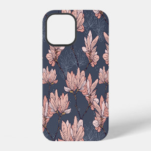Coque iPhone 12 Fleurs de magnolia japonais, sans couture, style v