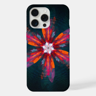 Coque iPhone 15 Pro Max Fleurs de mandala floral orange rouge bleu abstrai
