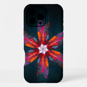 Coque iPhone 16 Pro Max Fleurs de mandala floral orange rouge bleu abstrai