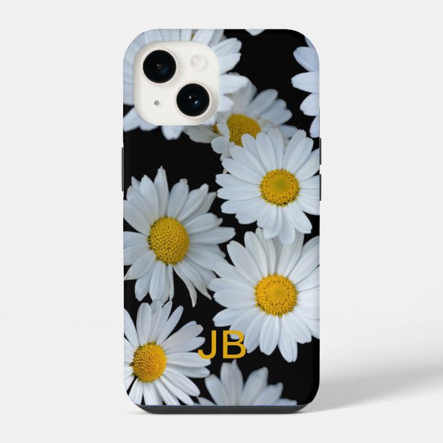 Coque iPhone Fleurs de marguerite blanche mignonnes monogramme (Verso)