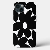 Fleurs de marguerite rétro en noir et blanc #1 #fl