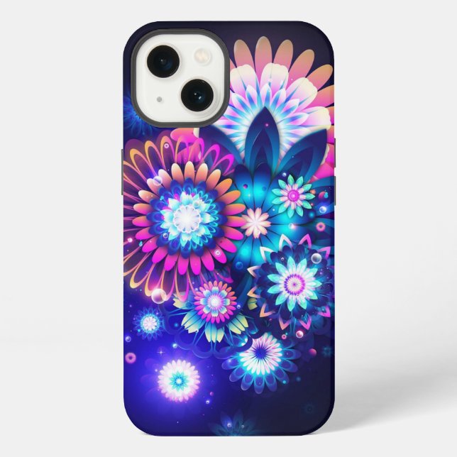 Coque iPhone Fleurs de néon (Verso)